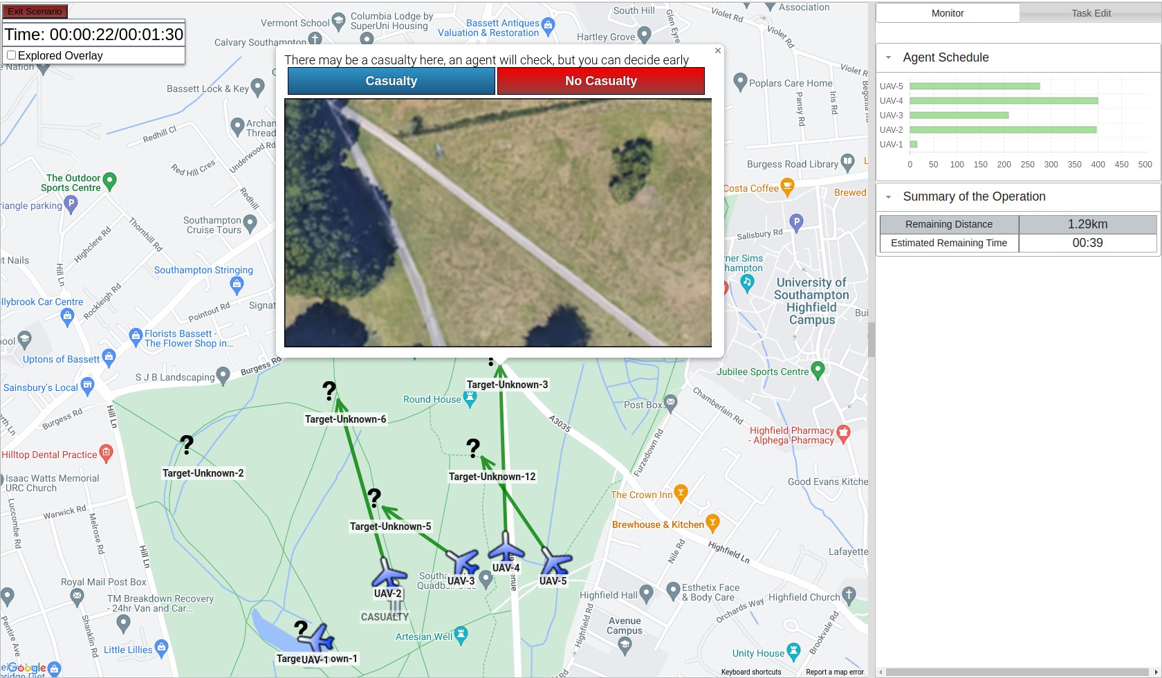 Human Swarm Teaming simulation screenshot